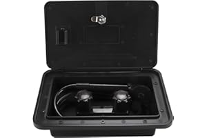 Tissting RV Exterior Shower Box Kit Faucet with Shower Head Hot Cold Water Switch with 1.5m Hose,Keys for Boat Camper Motorhome Exterior Faucet RV Shower Tool(Black)