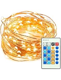 33ft 100 LED String Lights Dimmable with Remote Control, TaoTronics Waterproof Decorative Lights for Bedroom, Patio, Garden, Gate, Yard, Parties, Wedding ( Copper Wire Lights, Warm White )