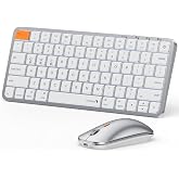 ProtoArc KM90-A Backlit Compact Bluetooth Keyboard and Mouse for Mac | Multi-Device Wireless Keyboard Mouse for Mac, Quiet and Rechargeable, for MacBook Pro/Air, iPad - White Silver