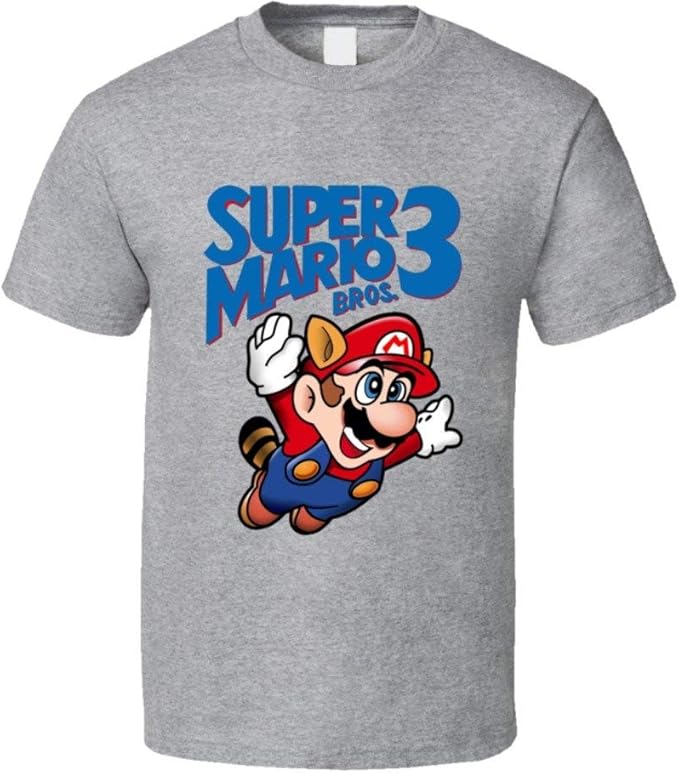 Amazon スーパーマリオ3ファミコンボックスアートビデオゲームレトロtシャツ Tシャツ カットソー 通販
