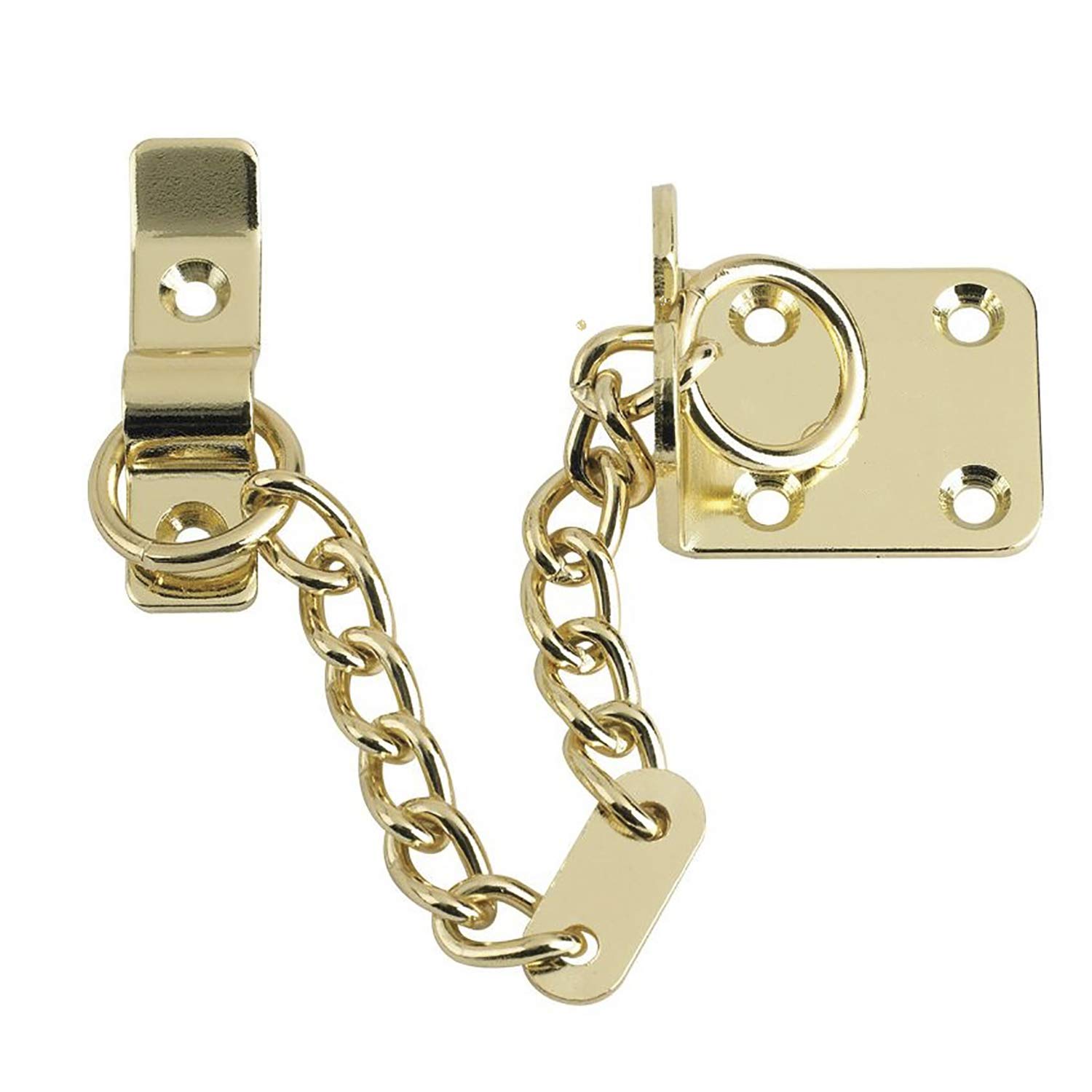 XFORT® Polished Brass Door Chain, Narrow Design Limiter, External & Internal Restrictor for Wooden & UPVC Doors