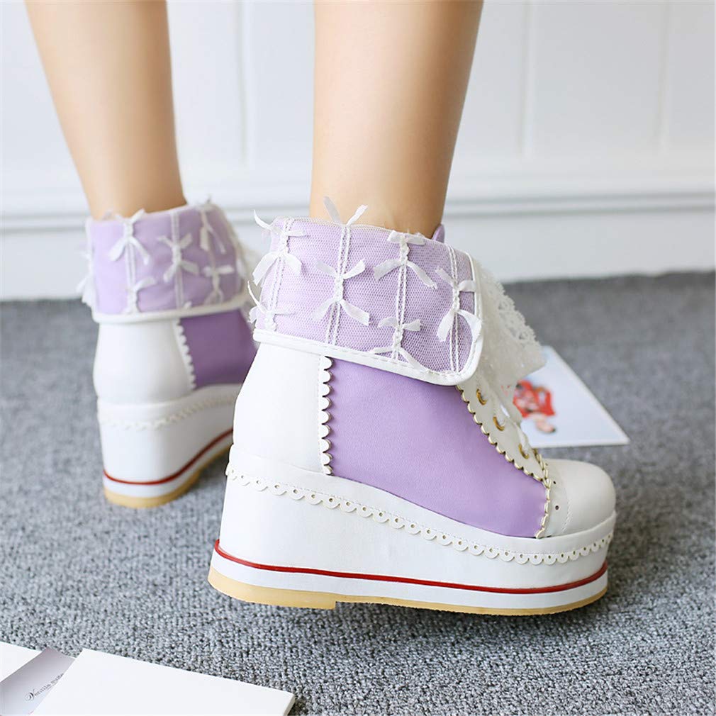 Cheap HILIB Women s Cute Lolita Boots Cosplay Brogue Wedge