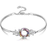 AOBOCO Sterling Silver Bangle Bracelet for Women with Crystal, Inspirational Jewelry Gifts for Her