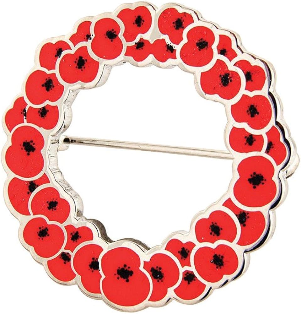 Wreath Poppy Remembrance Brooch (2.8cm) Amazon.co.uk Jewellery