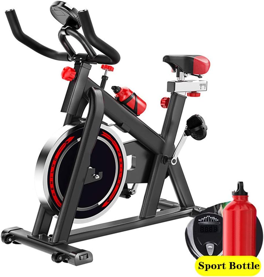 GGJC Indoor Cycling Exercise Bike, fitness bike and ab trainer, sporting equipment, Adjustable Handlebars & Seat, Heart Rate Sensors & On Board Computer Reads Speed, Distance, Time, Calories + Pulse