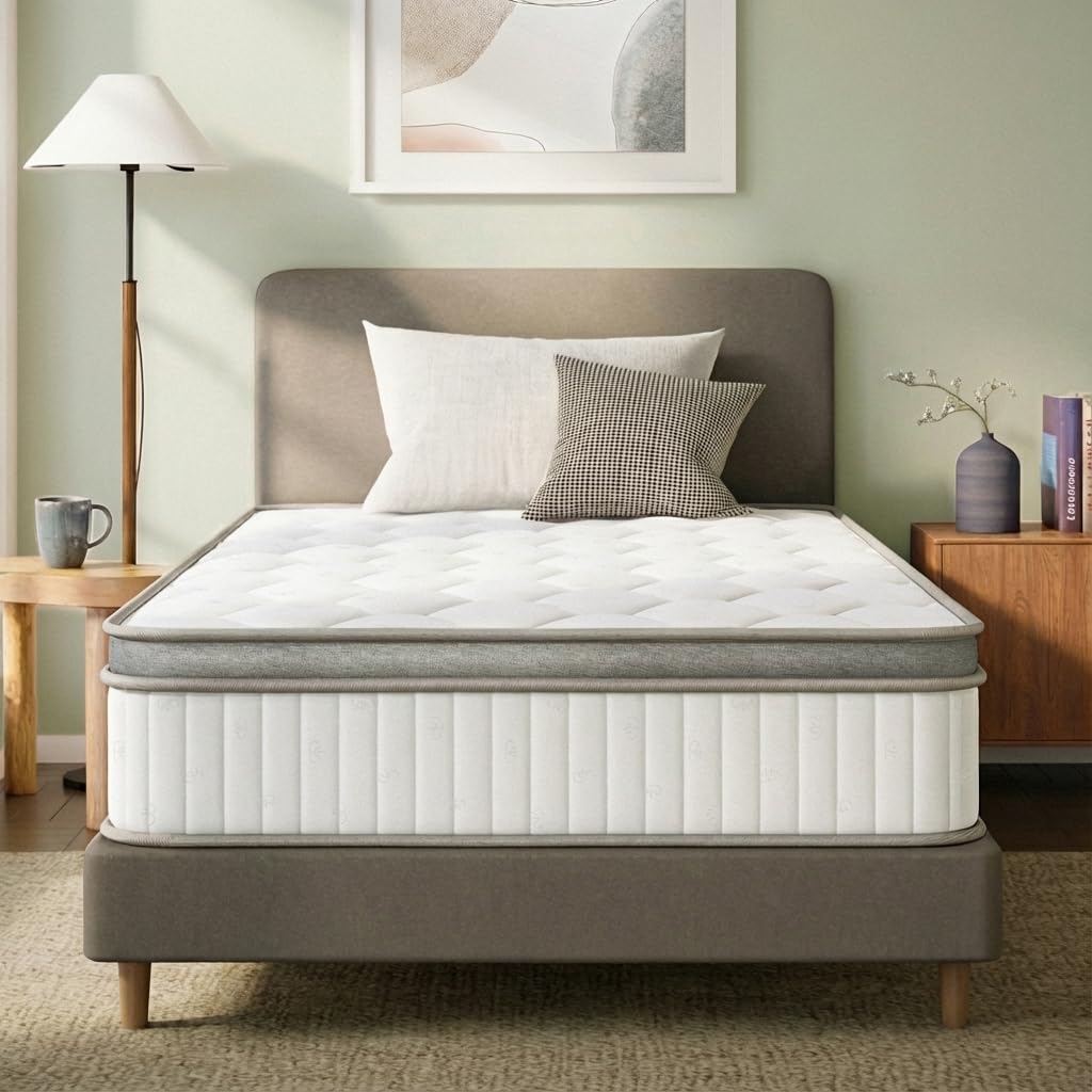 GAESTE Twin Mattress in a Box, 12 Inch Hybrid Mattress with Comfort Memory Foam and Pocket Springs, Medium Firm, Pressure Relief, CertiPUR-US Certified (Twin, 12 in) Image