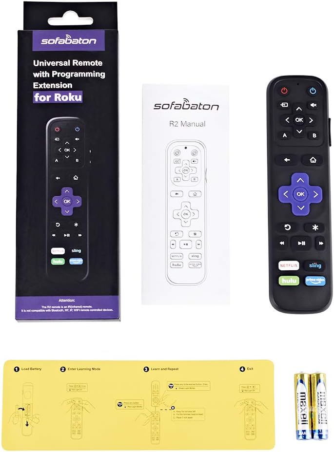 Universal IR Remote Replacement for Roku Streaming Player with 13 Extra Learning Buttons to Control TV Soundbar Receiver All in One (for Roku 1 2 3 4 Premier+ Express+ Ultra,NOT for Roku Stick): Home Audio & Theater