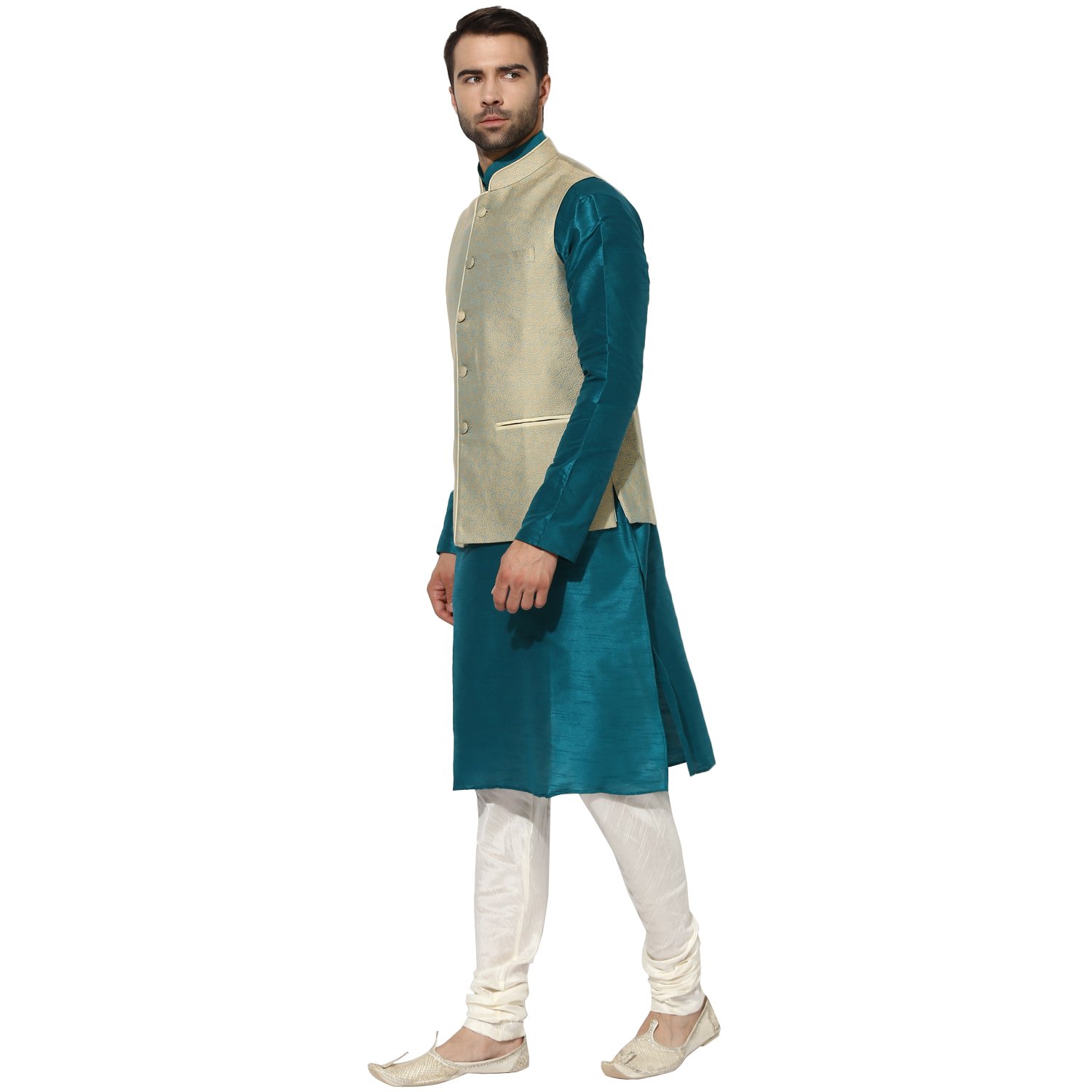 kisah benarasi cotton silkself designwaistcoat for men's