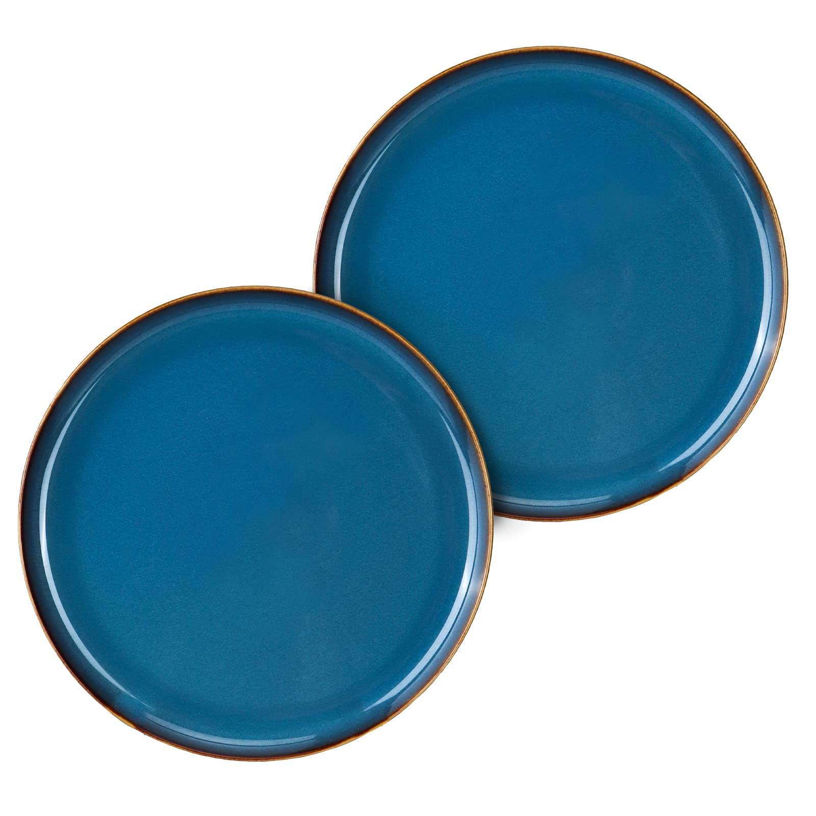 CSYY Porcelain Plates Set, 8.5in Blue Pasta Plates Dessert Appetizer Plates, Porcelain Salad Plates Set of 2 for Lunch, Kitchen, Party, Dishwasher and Microwave Safe