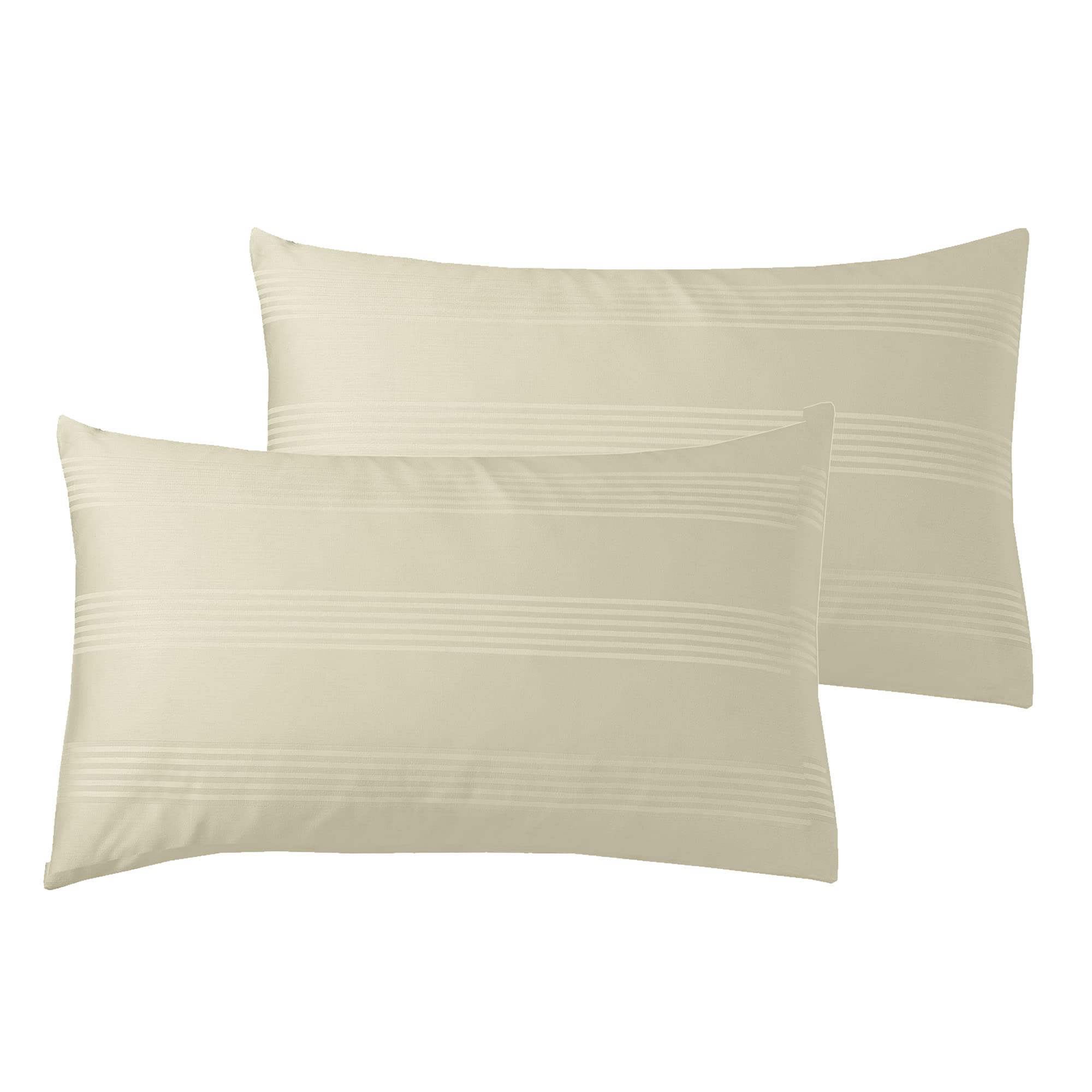 ED Luxury 400 Thread Count Duvet Cover Set | 100% Egyptian Cotton Soft & Comfortable Hotel Quality Satin Multi Stripe Bedding Set (Additional Housewife Pillowcase Pair, Cream)