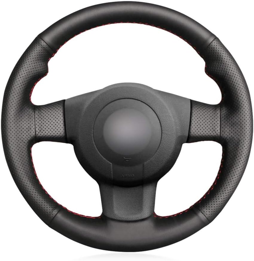 Piaobaige Black Genuine Leather Car Steering Wheel Cover for Seat Leon (1P) FR 2007 Leon (1P) Cupra 2007 Ibiza (6L) FR 2006