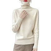 100% Merino Wool Sweaters for Women's Fall Winter Knitted Thick Pullover Long Sleeves Warm Turtleneck Simple(WQ708)