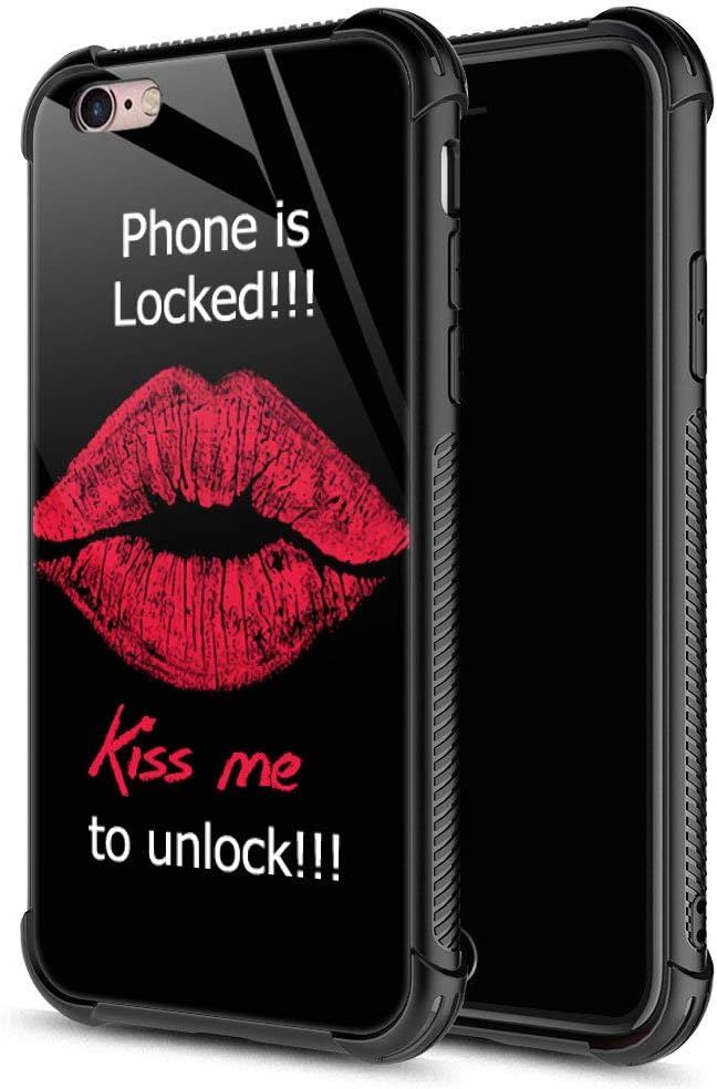 iPhone 6S Case,Kiss to Unlock iPhone 6 Cases for Girls Boys,9H Tempered Glass Graphic Design Shockproof Anti-Scratch Tempered Glass Case for Apple iPhone 6/6S
