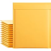 UCGOU Kraft Bubble Mailers 8.5x12 Inch 25 Pack Usable Size 8.5x11 Inch Yellow Padded Envelopes #2 Medium Mailing Packages Self Sealing Tear Resistant Boutique Bulk Shipping Bags for Makeup Supplies