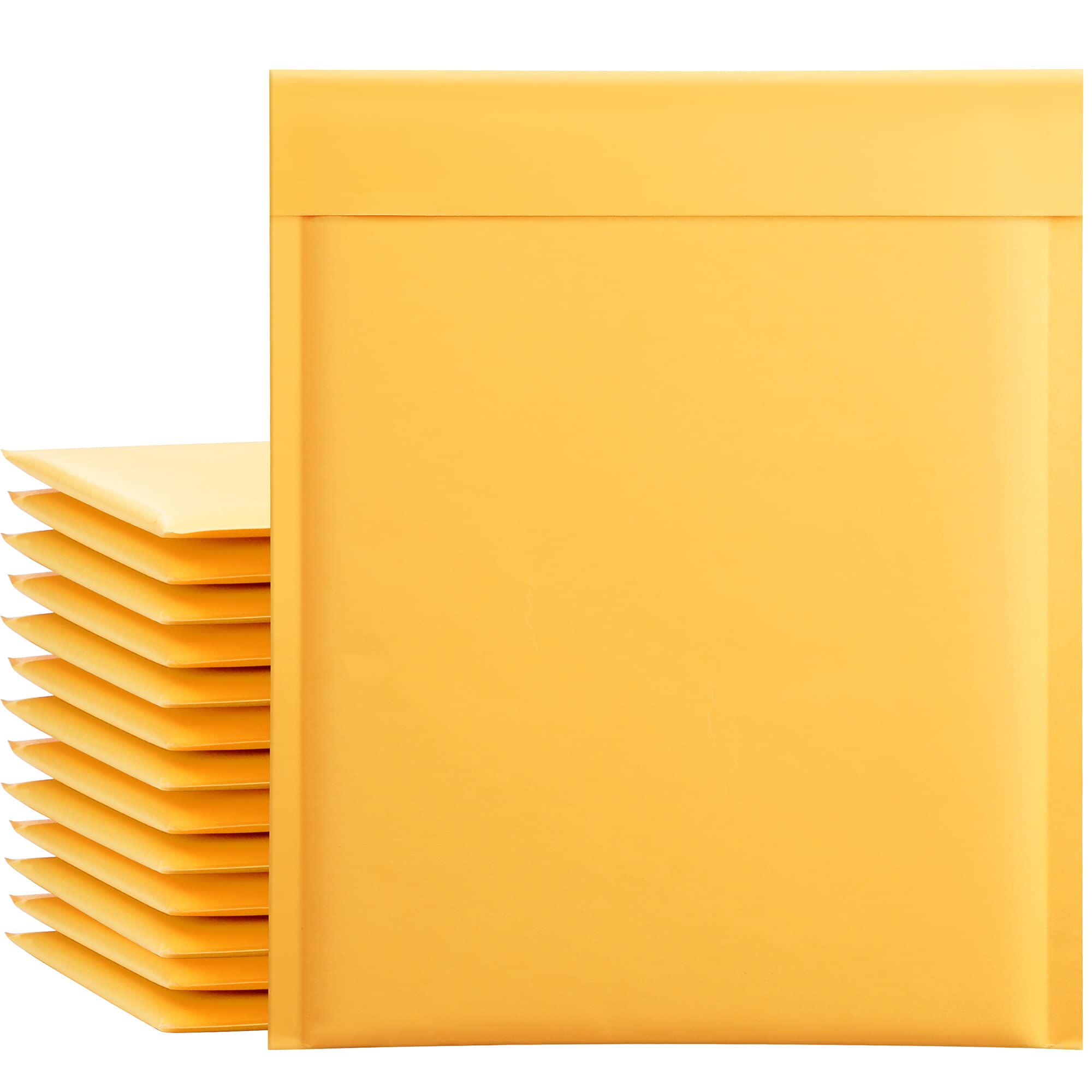 Photo 1 of UCGOU Kraft Bubble Mailers 8.5x12 Inch 25 Pack Usable Size 8.5x11 Inch Yellow Padded Envelopes #2 Medium Mailing Packages Self Sealing Tear Resistant Boutique Bulk Shipping Bags for Makeup Supplies