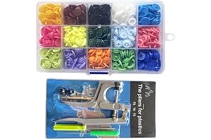 Mixed Color Resin Snap Buttons with Tool Set, 15 Colors, 150 Sets, T5 Resin Snap Buttons + Tools