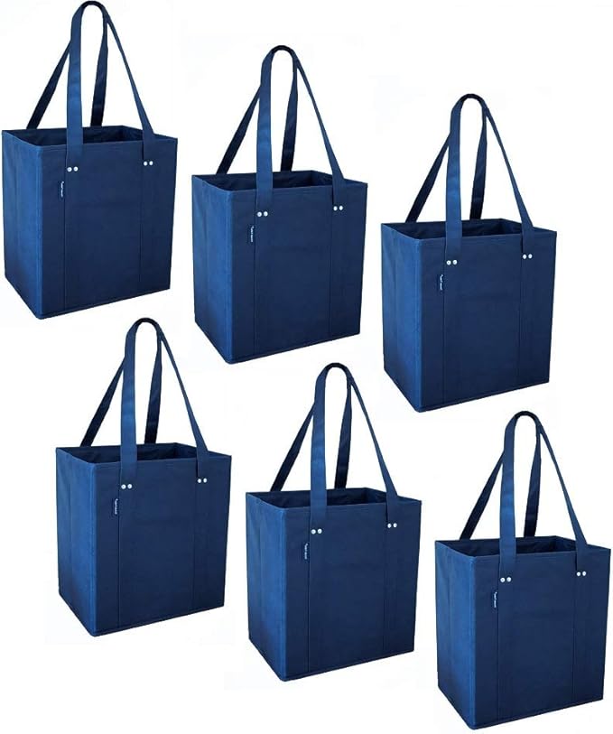 Reusable Grocery Shopping Bags with Reinforced Sides and
