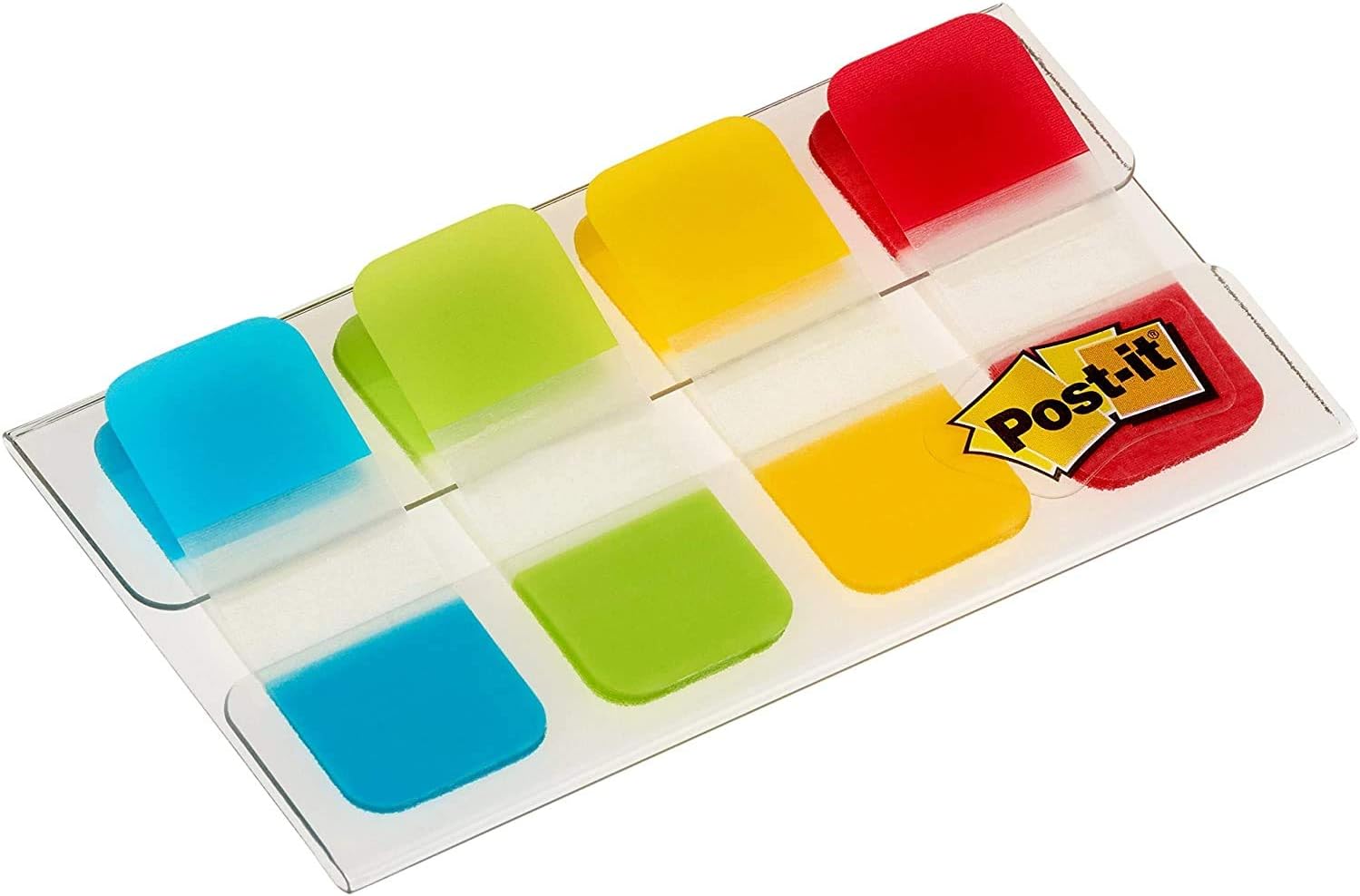 Post-it Tabs.625 in. Solid, Aqua, Lime, Yellow, Red, Durable, Writable, Repositionable, Sticks Securely, Removes Cleanly, 10/Color, 40/Dispenser, (676-ALYR) - Pack 5 : Office Products