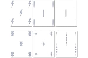 SHYJSHYJ 6 Pack 14 Inch Modern Boho Lines Lightning Bolts Stars Geometric Wall Stencils for Painting Large Pattern on Wall, Reusable Decorative Minimalist Template for Scandinavian Painting