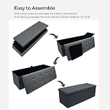 Dripex Folding Linen Storage Ottoman Gray 110x38x38 Foldable Chest 120L view 5
