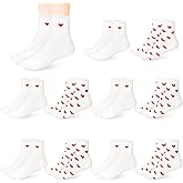 Niurewan 10 Pairs Cute Heart Socks for Women,Novelty Crew Sock for Girls,Frilly Fun Heart Pattern Crew Socks for Valentine's Day