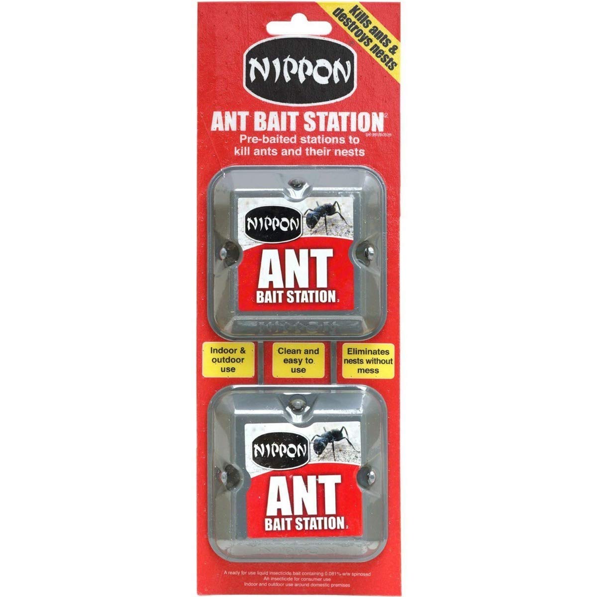 Nippon 5NAB2 Ant Killer Bait Station Nest Trap 2 Pack Pre Baited Indoor Outdoor Pest Colony
