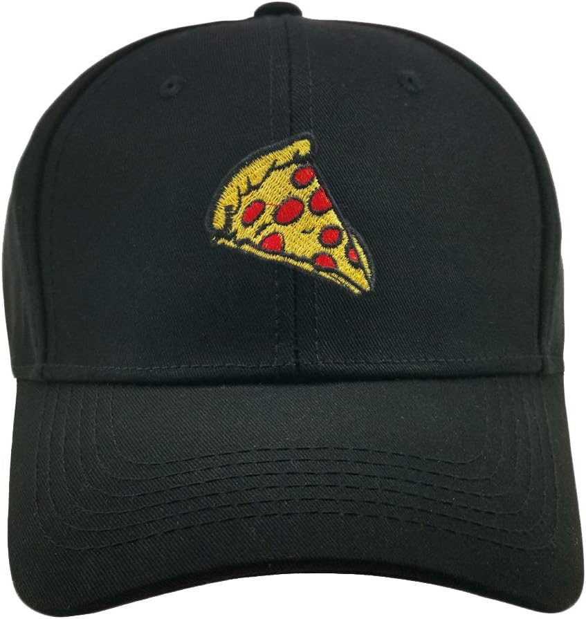 Home Fashion DIY Pepperoni Pizza Embroidered Dad Hat Adjustable Cotton Cap Baseball Cap for Men and Women