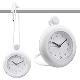 Waterproof Bathroom Shower Clock, 4.72" dia Silent Analog Quartz Clock | Round Wall Clock with Hanging Lanyard &amp; Foldable Stand for Bathroom Kitchen Spa Pool, Easy Reading