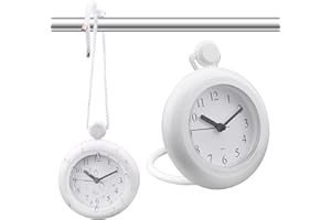 LVOERTUIG Waterproof Bathroom Shower Clock, Silent Dual-Purpose Analog Quartz Clock, White, 4.72 x 5.75 Inches