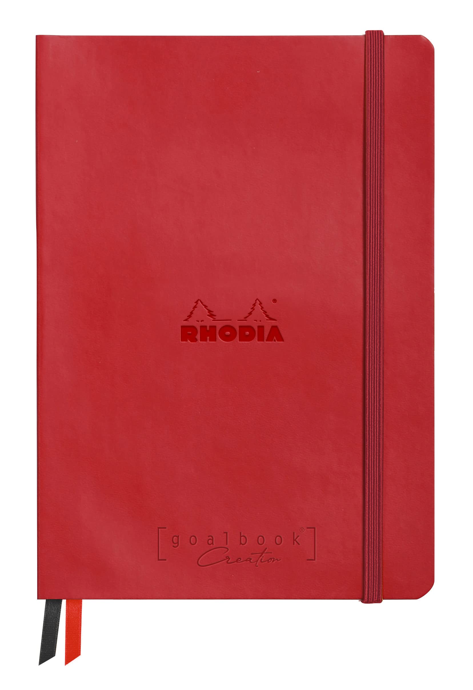 RHODIA 194450C - Rigid Notebook Bullet Journal Goalbook Creation Poppy - A5 - 14.8x21cm - Dotted - 160 pages Paper Maya Black 120g/m² - Imitation leather cover