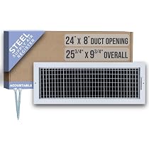 Handua Adjustable Air Supply Grille For 14x8 Duct Opening - Steel Vent Cover, White (15.75x9.75 Inch) - View #13