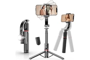 FISHERFANS Gimbal Stabilizer for Smartphone, Phone Gimbal with Remote 1-Axis Auto Balance Selfie Stick Phone Stabilizer for Video Recording Group Selfies Live Streaming Compatible with iPhone/Android