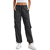 CRZ YOGA Lightweight Cargo Casual Pants for Women 30" - Ruched Straight Leg Travel Athletic Hiking Joggers