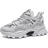 Men’s Fashion Leather High-Top Platform Sneakers - Dual-Density Midsole Non-Slip Rubber Outsole, Round Toe Reinforcement - Ideal for Driving, Walking, Jogging & Tennis Training