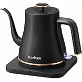 Stariver Gooseneck Electric Kettle, 0.8L Electric Tea Kettle Tea Pot, Pour Over Coffee Kettle with Stainless Steel Inner Lid & Bottom, Water Boiler with Auto Shut Off and Boil Dry Protection, Black