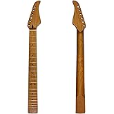 Amuic Strat Guitar Neck 22 Frets, 25.5'' Roasted Canada Maple ST Guitar Neck with Radius 9.5'' Fretboard for Stratocaste Guitar Parts Replacement (Roasted Maple)