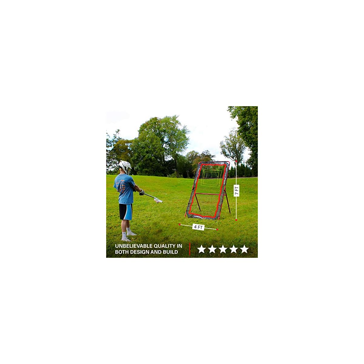 Rukket 4x7ft Lacrosse Rebounder Pitchback Training Screen, Practice