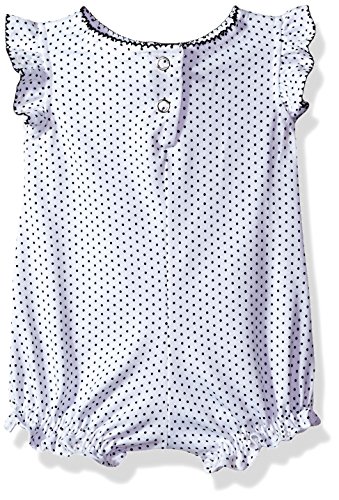 Youngland Baby Girls' 3 Pc Set, Knit Creeper Onesie, Dress, Diaper Cover Short, White/Black, 12M - Thumbnail 2