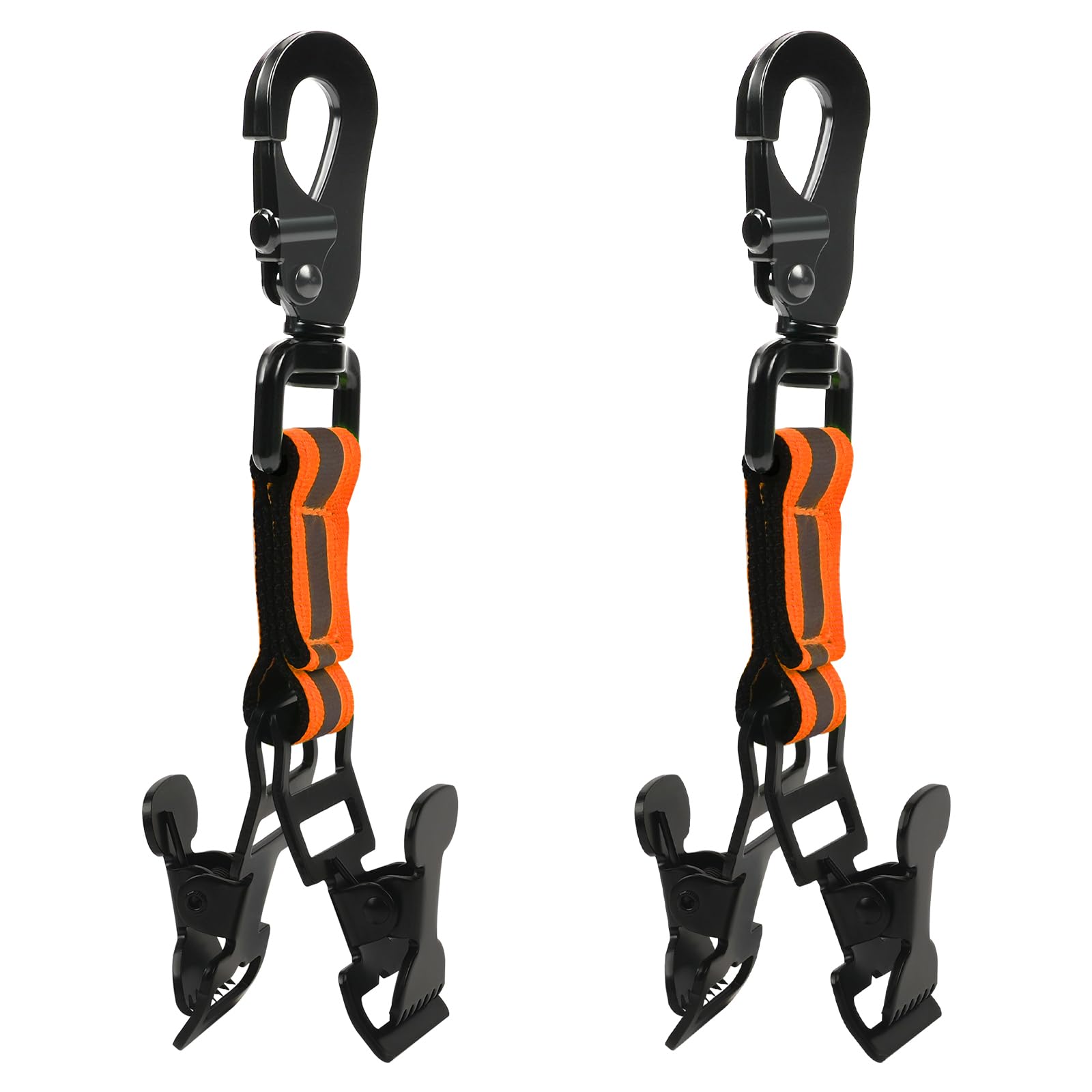 OFFCUP Work Glove Clip, 2PCS Fire Brigade Glove Clip, Glove Holder Clip with Reflective Strips for Belt, Turnout Gear, Firefighter, Guard, Labor Work Clamp Safety (Orange)
