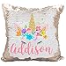 Personalized Mermaid Reversible Sequin Pillow, Custom Unicorn Sequin Pillow for Girls (White/Rose Gold)