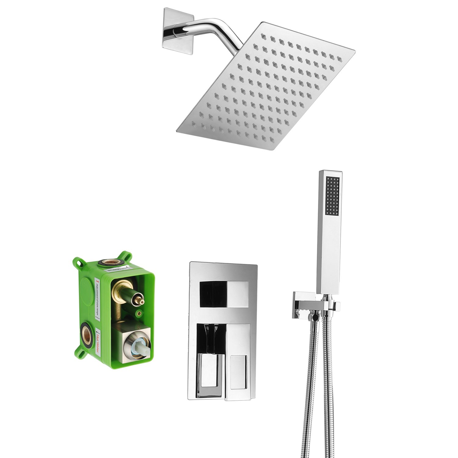 Shower Faucet Sets Complete,Rough-in Valve Included and Full Metal Components in Chrome Finish,Sumerain
