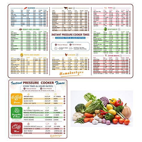 Cheat Sheet Set for Instant Pot, Electric Pressure Cooker Cook