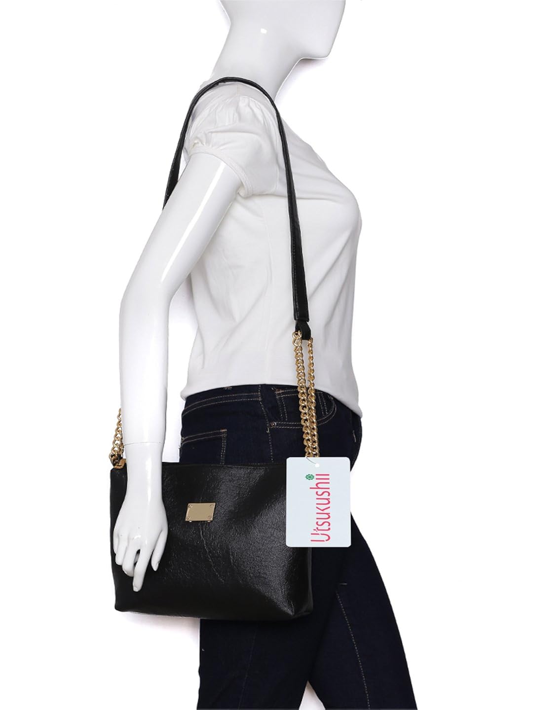 utsukushii women's sling bag (black) (bg556a)