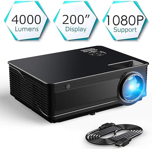 Proyector de Video 4000 lúmenes Admite Full HD 1080P HDMI/VGA/AV ...