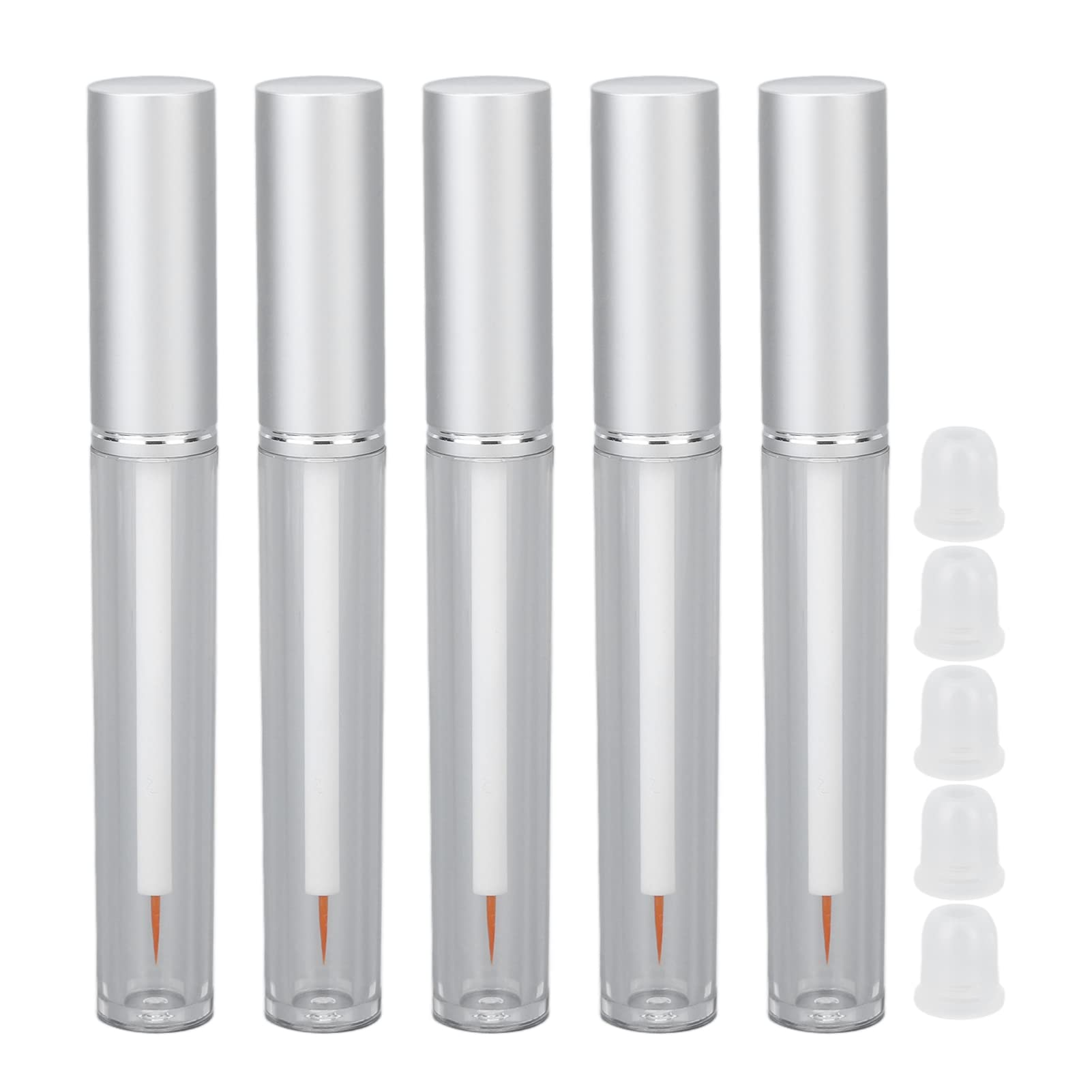 Pongnas Empty Mascara Tubes, 5Pcs 3ml Refillable Eyelash Cream Container Bottle with Rubber Stopper Transparent Portable Mascara Bottle for DIY Cosmetics