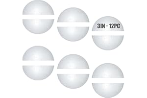 AHKUNMT Styrofoam Half Balls 3 Inch,12PC Large White Half Foam Balls for Crafts, DIY Craft Giant Foam Balls for Home and School,Smooth Solid Round Balls (Half styrofoam-3in-12pc)