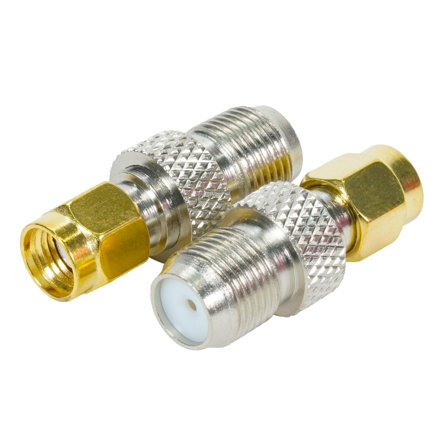 Fohevers 2 Pcs RP-SMA Male to F Type Female Coaxial Connector Satellite Adapter for Satellite TV LNB, Ham Radio, Cell Phone Booster, CCTV, WiFi Antenna