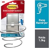 Command Bath Hair Dryer Holder Satin Nickel with Water Resistant Strips view 2