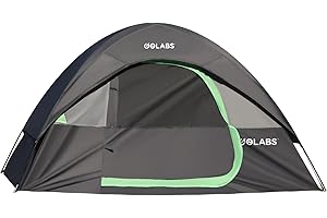 Golabs CT1 2 Person Camping Tent, Easy Set Up in 3 Mins, PU1500mm Waterproof w/Mesh Top & Door with Ventilation, Lightweight 4.4lbs Portable Family Tent with Carry Bag &Interior Storage Pockets &Hook