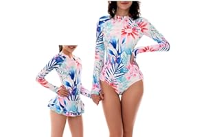 YOLIPULI Women and Girls Matching Swimsuit: Long Sleeve One Piece Rash Guard Bathing Suit UPF 50+ (Please Order Separately)